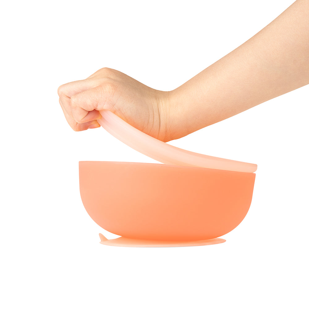 Olababy Silicone Suction Bowl with Lid - Coral