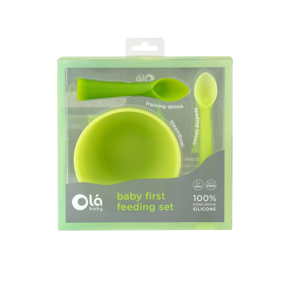 Silicone 3-pc Baby Utensils First Stage Spoon and Fork Set