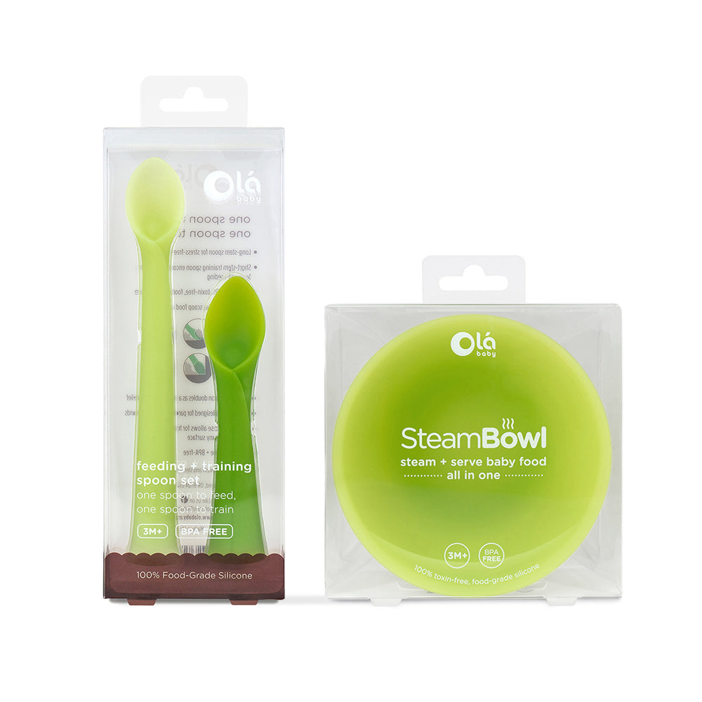 SteamBowl with Feeding+Training Spoon Bundle - Olababy