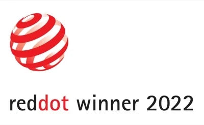 Red Dot winner 2022 mark, awarded to the Olababy Silicone Training Fork and Spoon Set