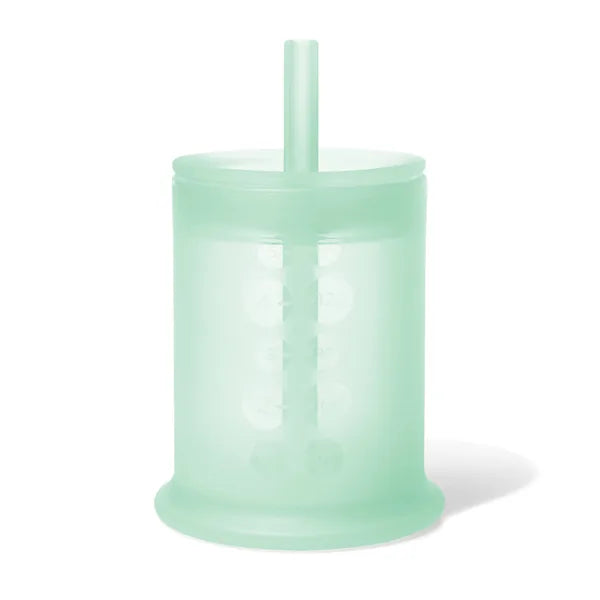 Olababy Training Cup with Straw in mint frosted translucent silicone